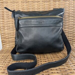 Margot Black Soft Leather Crossbody Shoulder Bag Distressed Appeal